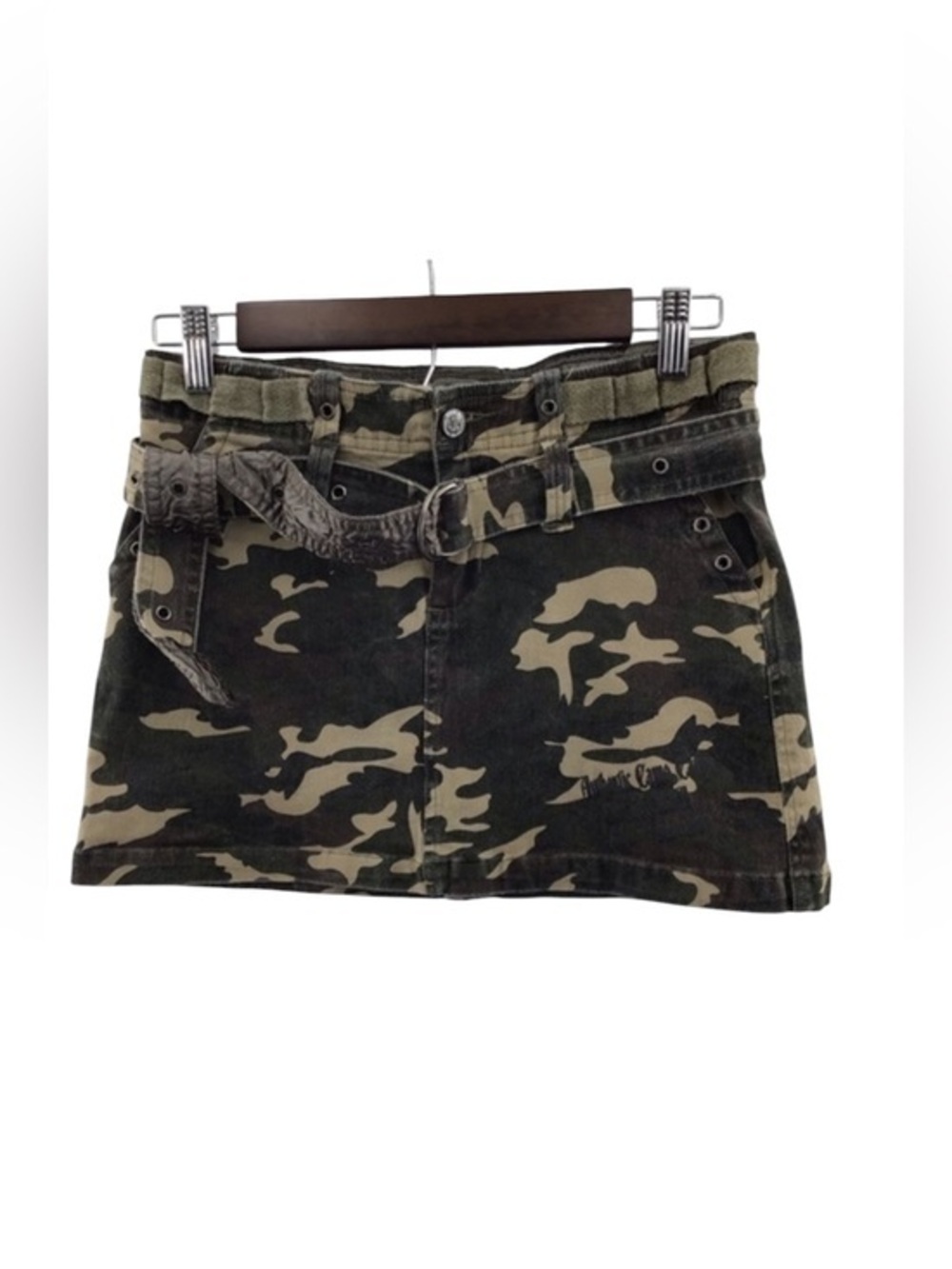 Trendy Camouflage Mini Skirt with Belt